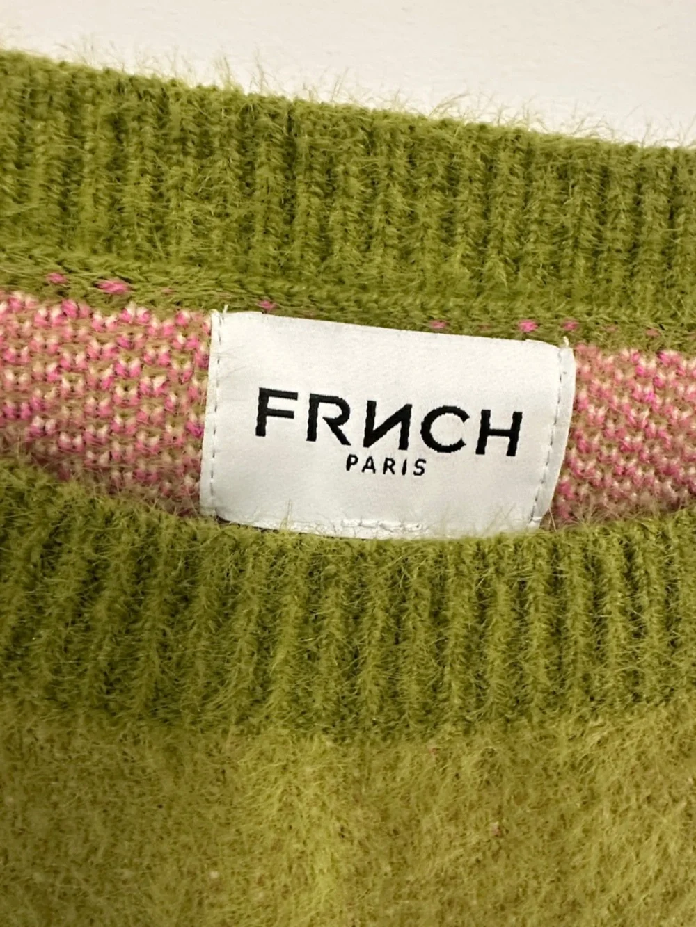 Olive Green Floral Crewneck Sweater with Pink Accents - Picture 6 of 6